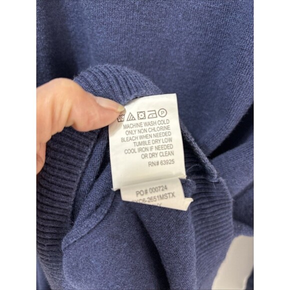 Hawker Rye Mens Navy Cotton Cashmere Blend Sweater Size Large 1/4 Zip Mock Neck - Picture 4 of 8